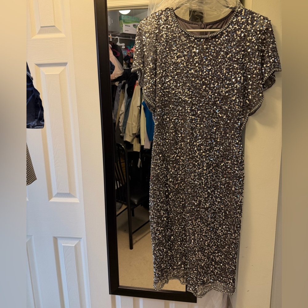 Adrianna Papell Silver beaded dress